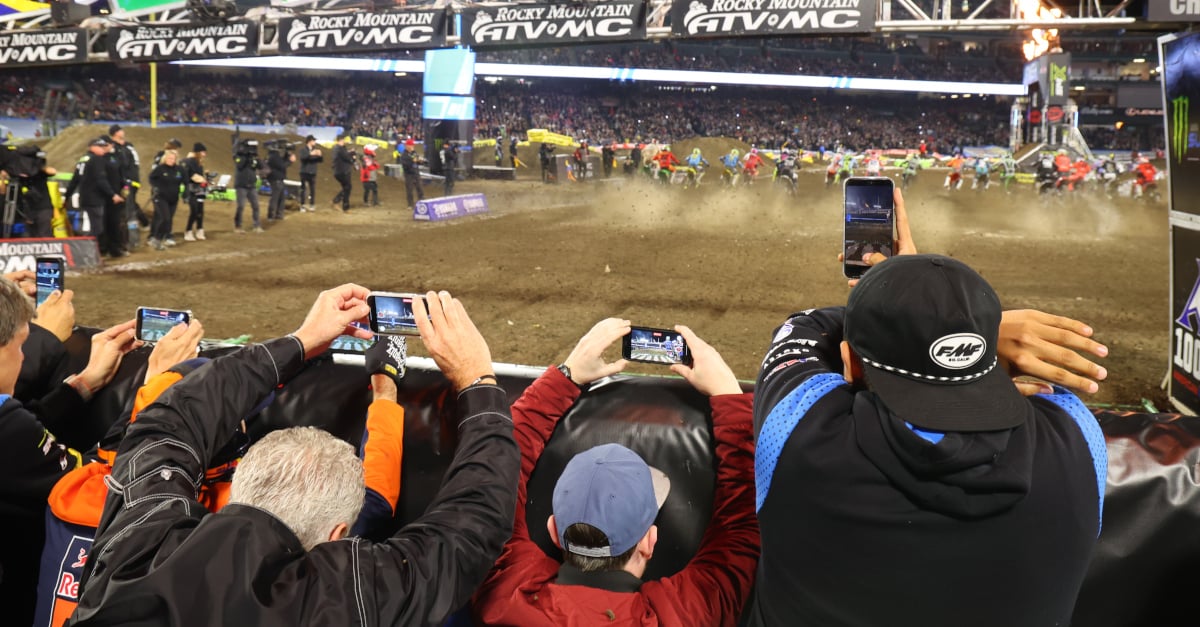 Fans up close to the action for an SMX race start