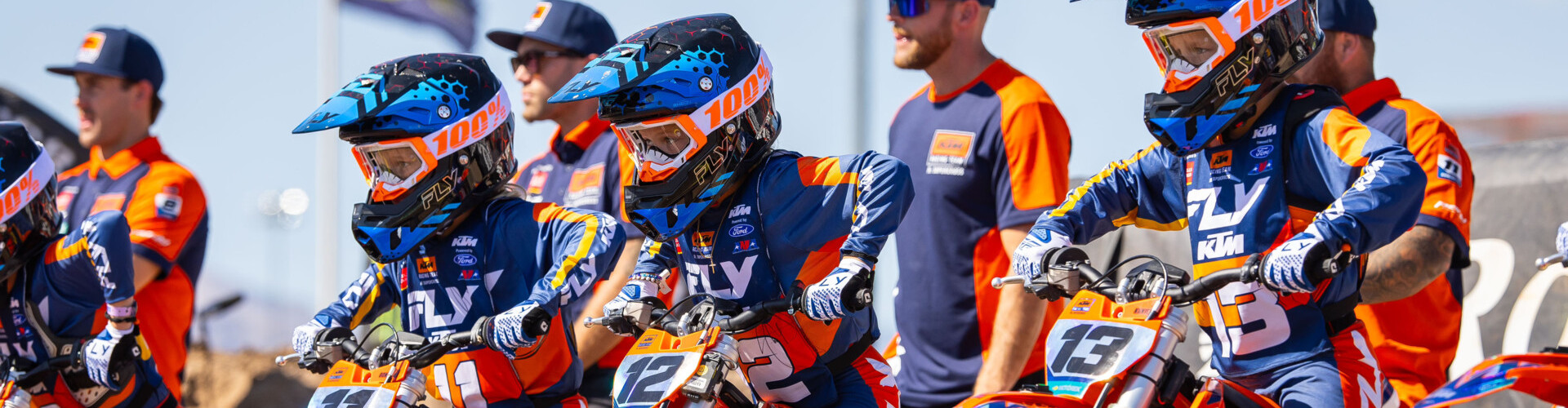 KTM Junior riders lined up for a race start