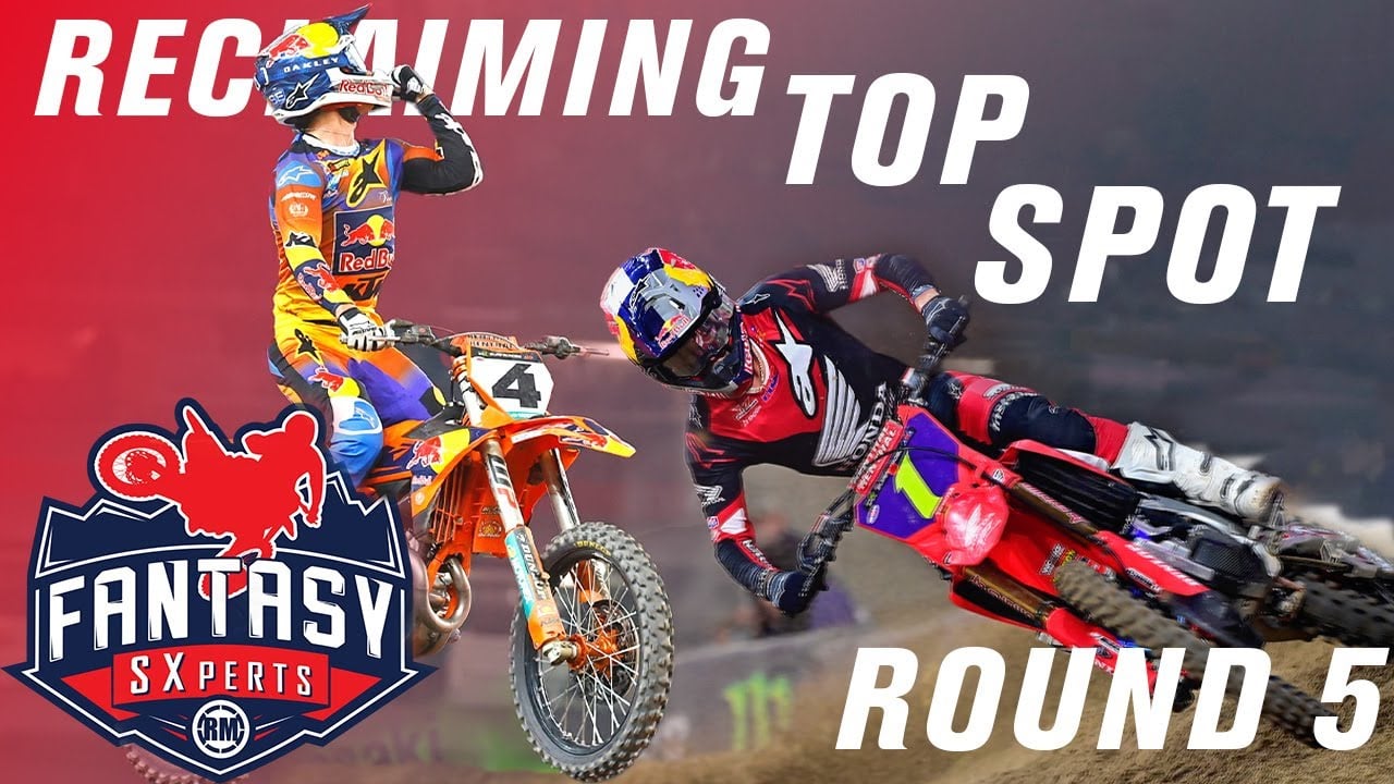 Graphic with Chase Sexton and Jett Lawrence with caption - reclaiming the top spot - Round 5