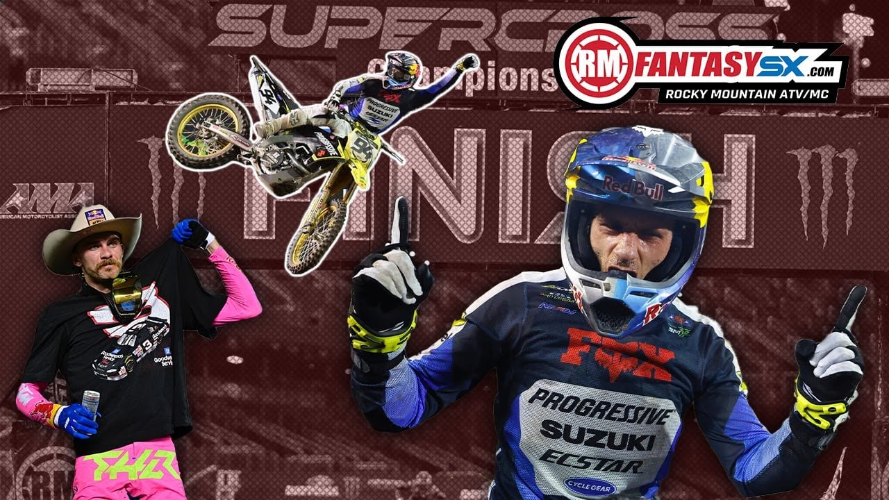 Graphic with Ken Roczen and Aaron Plessinger celebrating their finishes in Daytona.