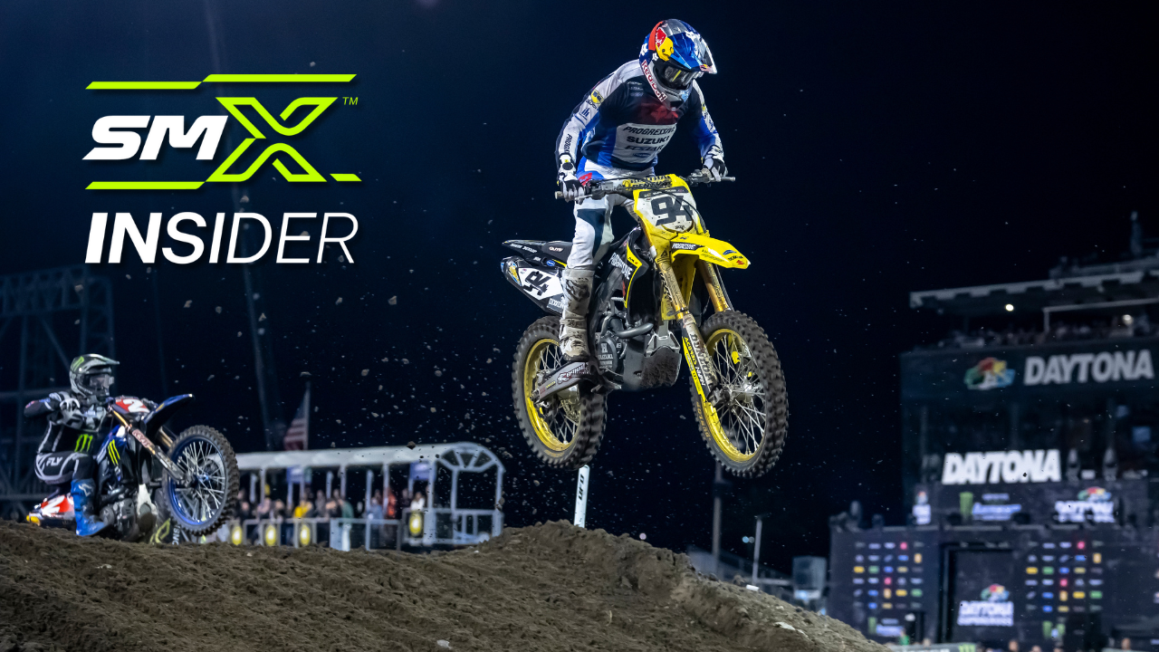 Ken Roczen leading Cooper Webb with SMX Insider logo